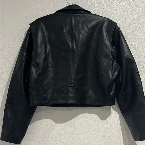 Blank NYC Black Leather Moto Jacket Asymmetrical Zipper - Picture 6 of 14